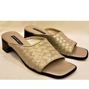 Sesto Meucci Italy Slides Comfort Sandals Size-9M Tan Woven Leather